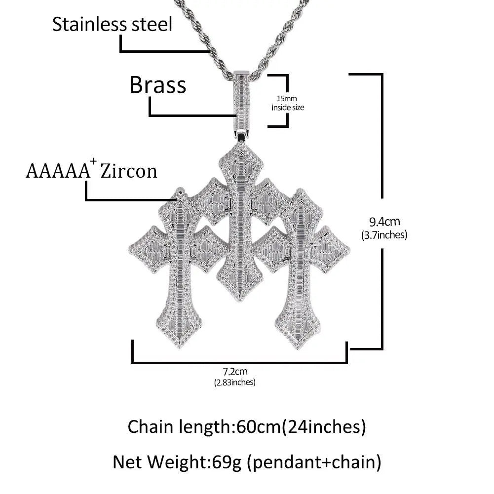 Retro Cross Square Zircon Inlay Necklace - Blade & Thread