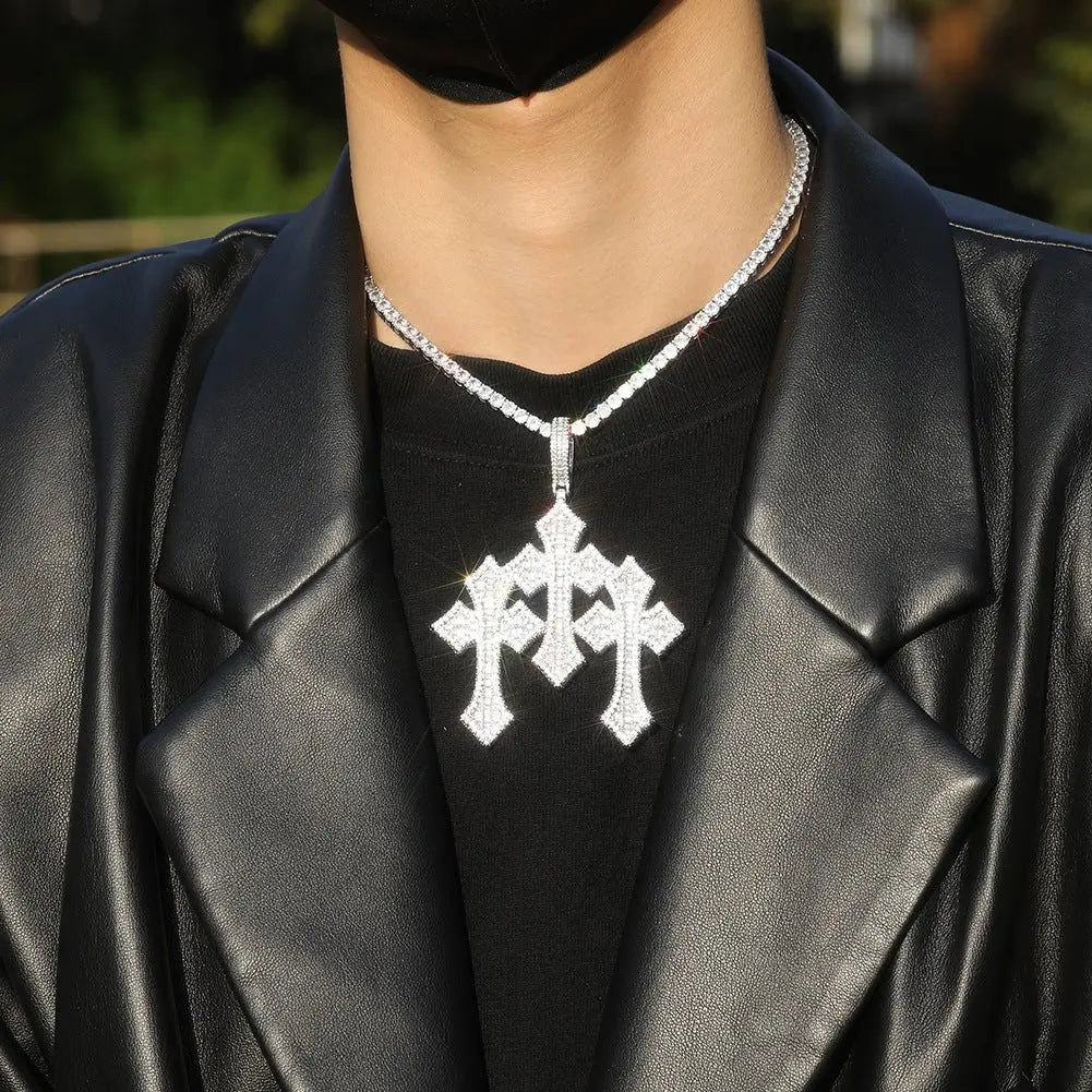 Retro Cross Square Zircon Inlay Necklace - Blade & Thread