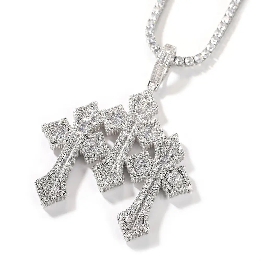 Retro Cross Square Zircon Inlay Necklace - Blade & Thread