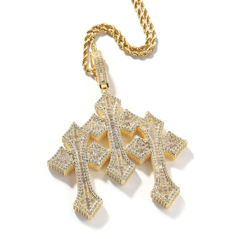 Retro Cross Square Zircon Inlay Necklace - Blade & Thread