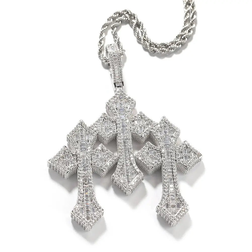 Retro Cross Square Zircon Inlay Necklace - Blade & Thread