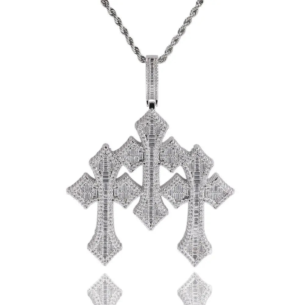 Retro Cross Square Zircon Inlay Necklace - Blade & Thread