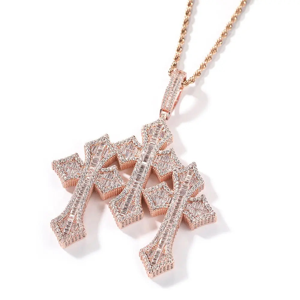 Retro Cross Square Zircon Inlay Necklace - Blade & Thread