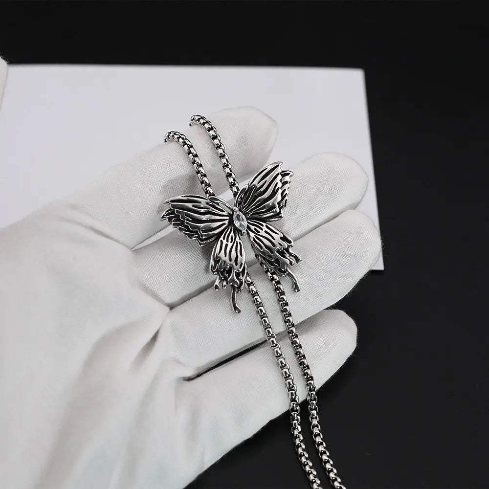 Retro diamond butterfly necklace - Blade & Thread