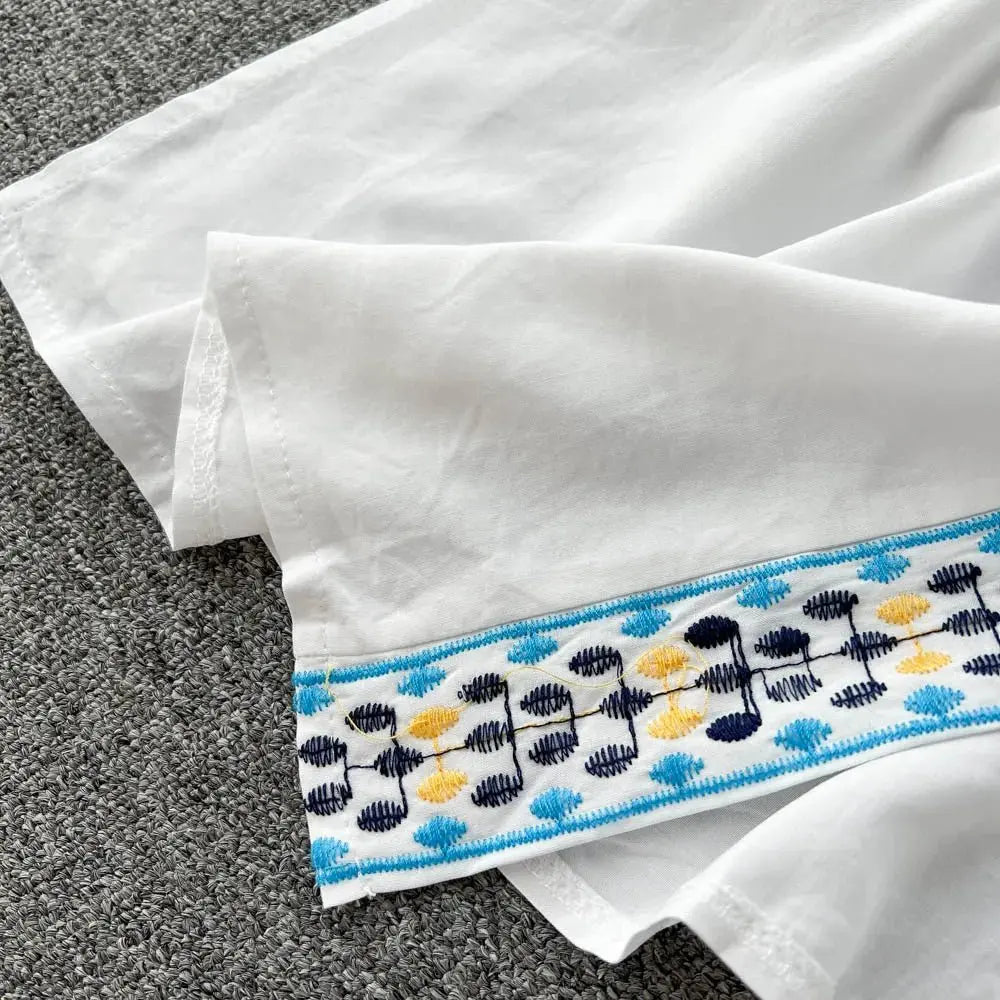 Retro Embroidery Sun Protection Shirt Chiffon Long Streetwear - Blade & Thread