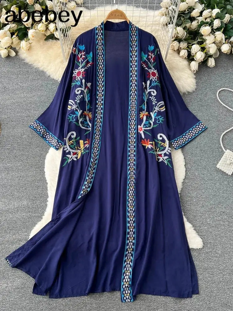 Retro Embroidery Sun Protection Shirt Chiffon Long Streetwear - Blade & Thread