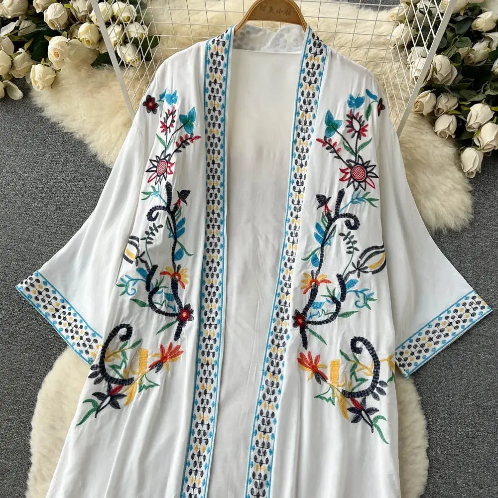Retro Embroidery Sun Protection Shirt Chiffon Long Streetwear - Blade & Thread