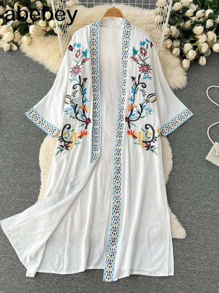 Retro Embroidery Sun Protection Shirt Chiffon Long Streetwear - Blade & Thread