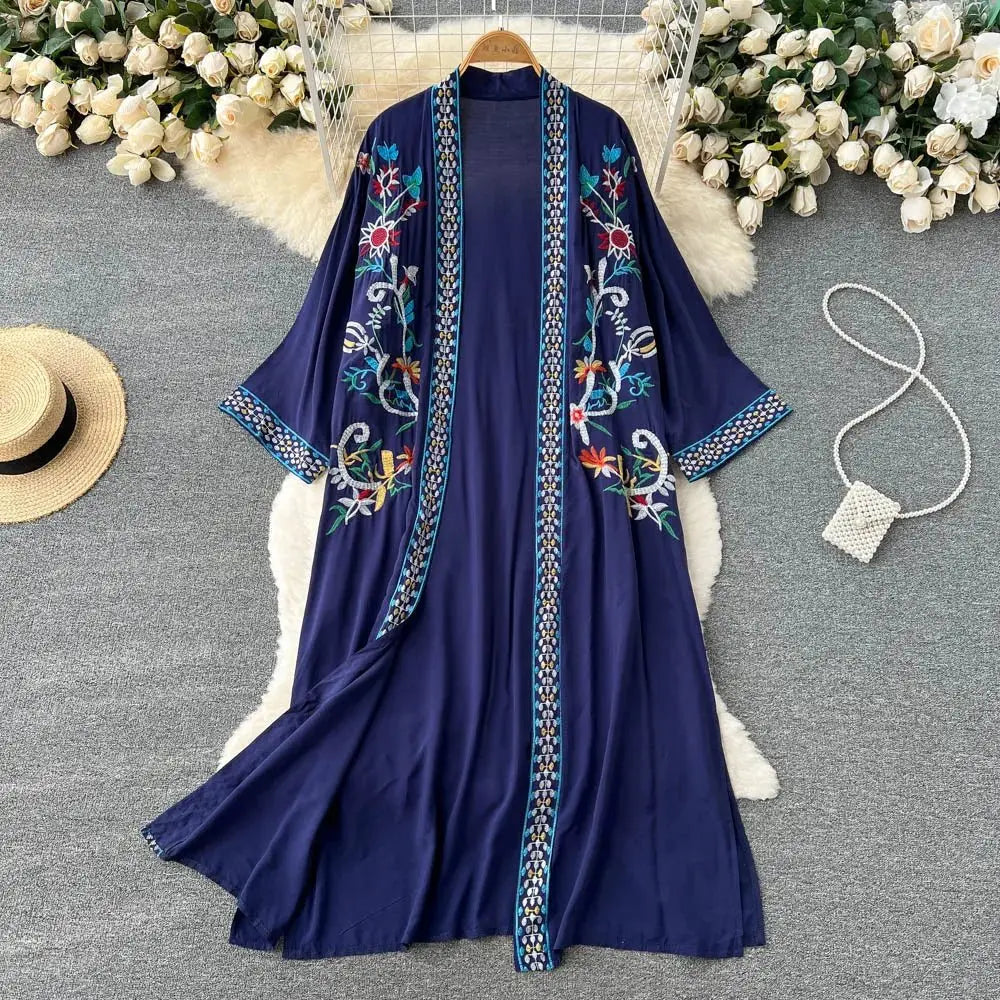 Retro Embroidery Sun Protection Shirt Chiffon Long Streetwear - Blade & Thread