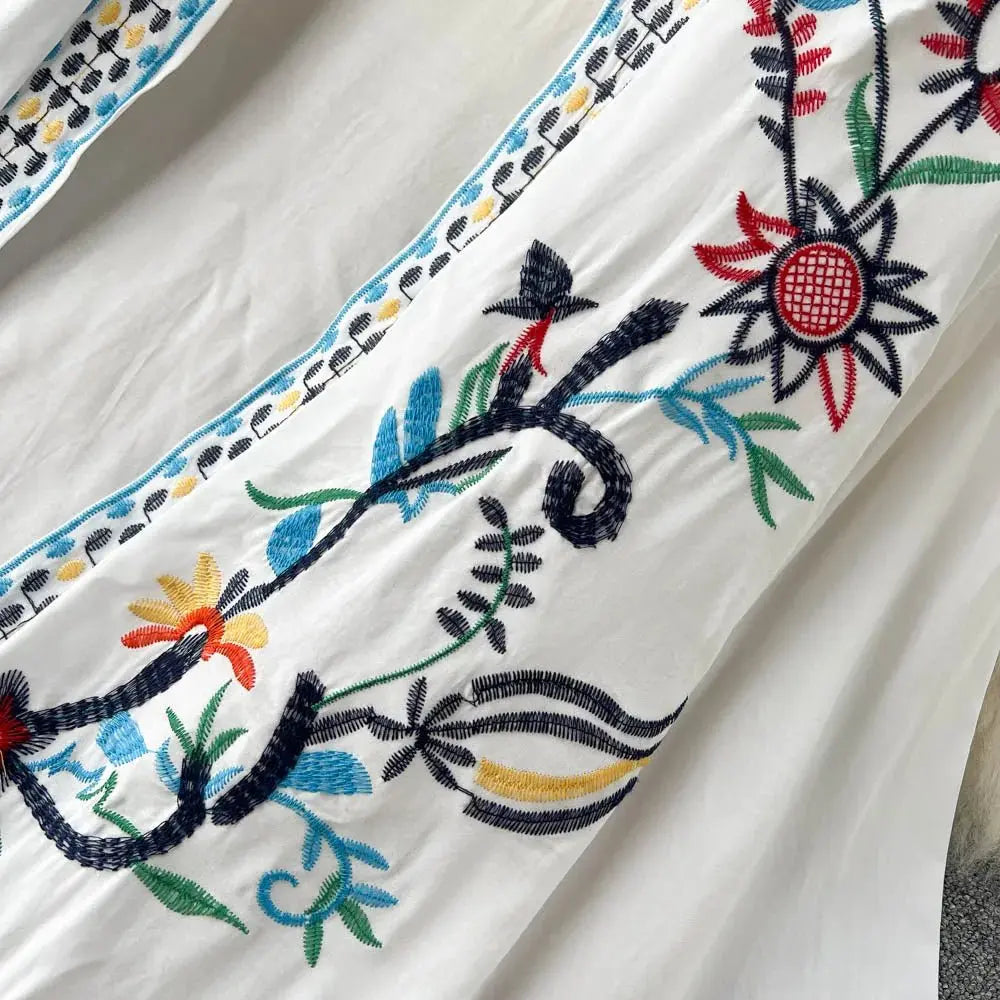 Retro Embroidery Sun Protection Shirt Chiffon Long Streetwear - Blade & Thread