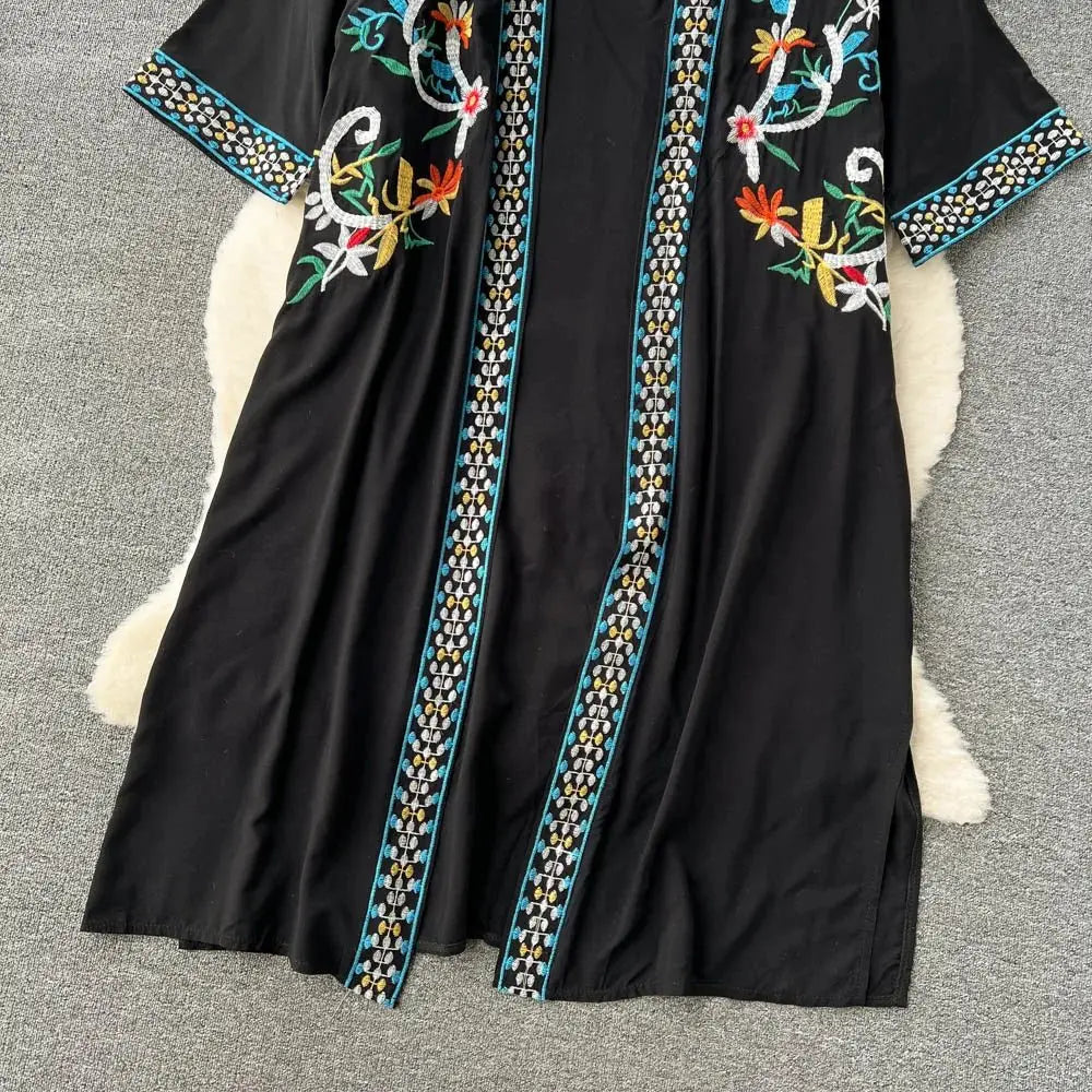 Retro Embroidery Sun Protection Shirt Chiffon Long Streetwear - Blade & Thread