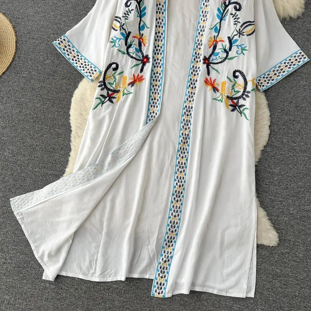 Retro Embroidery Sun Protection Shirt Chiffon Long Streetwear - Blade & Thread