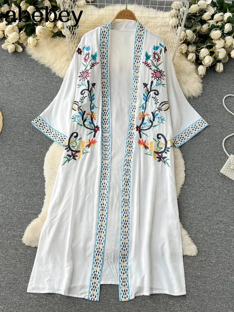 Retro Embroidery Sun Protection Shirt Chiffon Long Streetwear - Blade & Thread