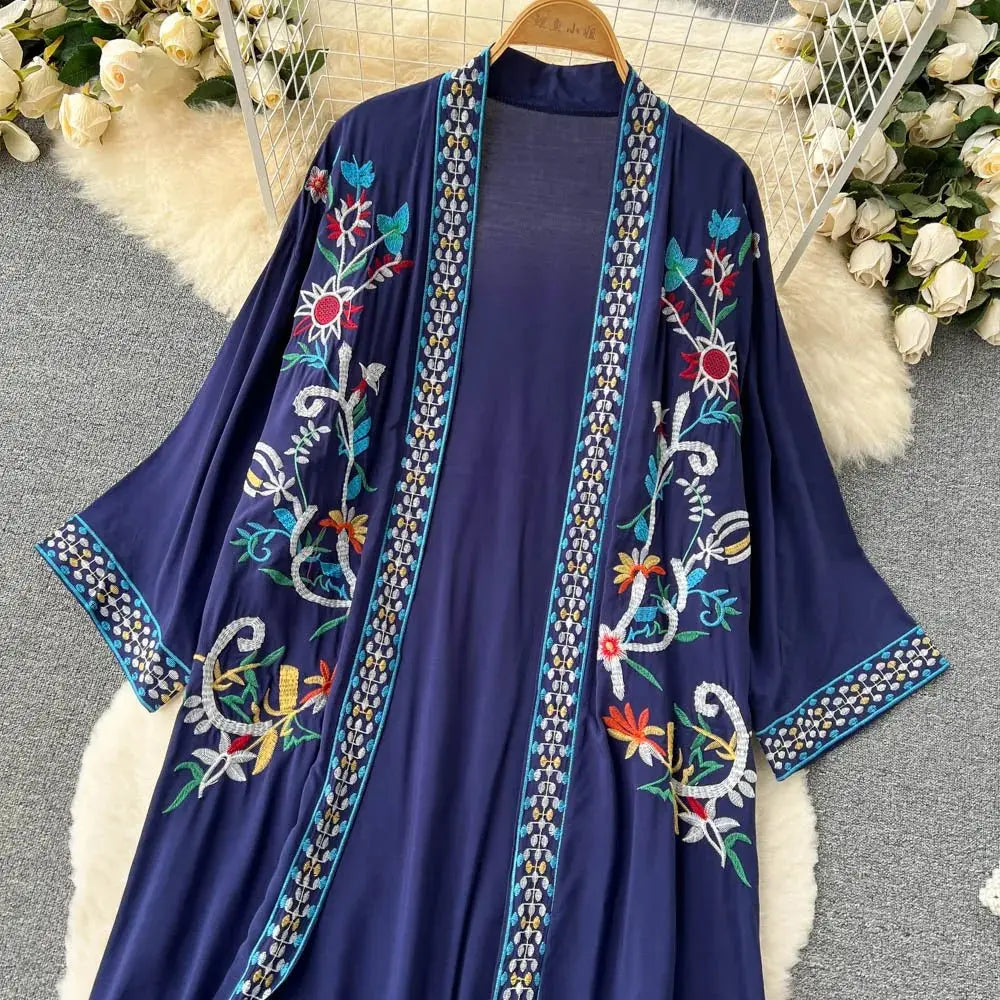Retro Embroidery Sun Protection Shirt Chiffon Long Streetwear - Blade & Thread