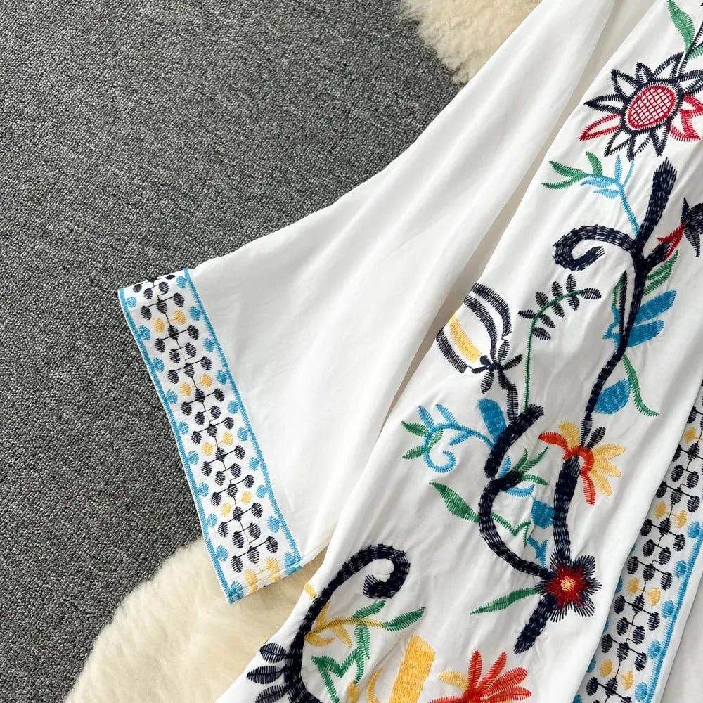 Retro Embroidery Sun Protection Shirt Chiffon Long Streetwear - Blade & Thread