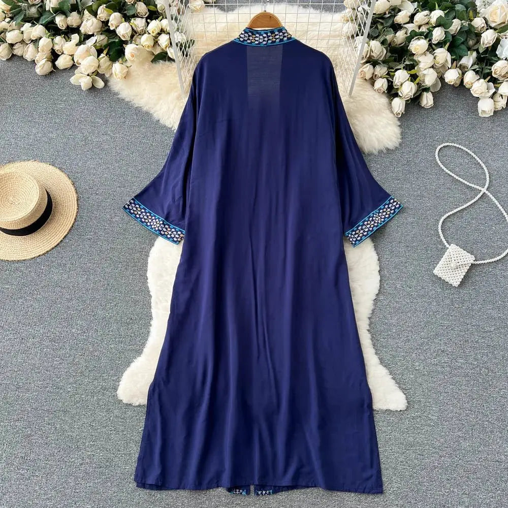 Retro Embroidery Sun Protection Shirt Chiffon Long Streetwear - Blade & Thread