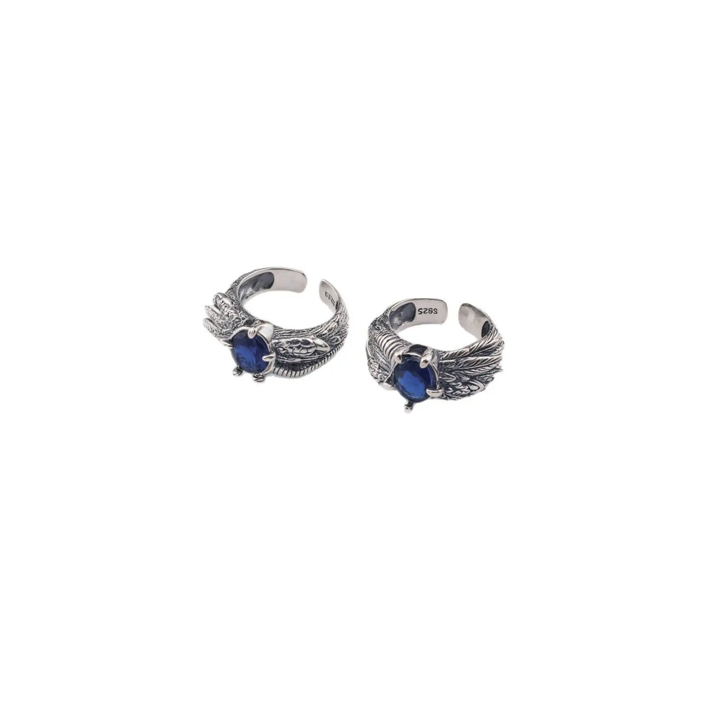 Retro feather sapphire open ring - Blade & Thread