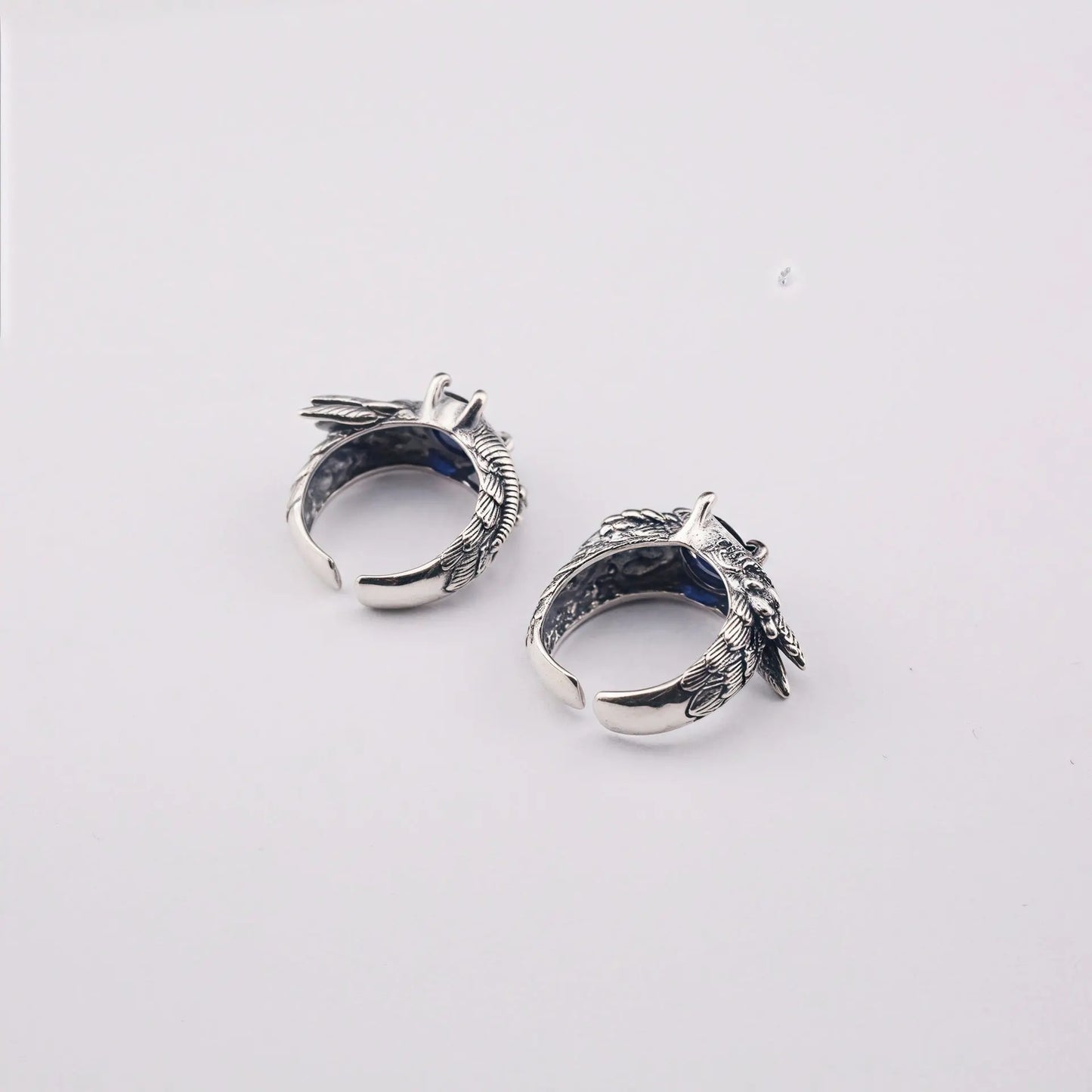 Retro feather sapphire open ring - Blade & Thread