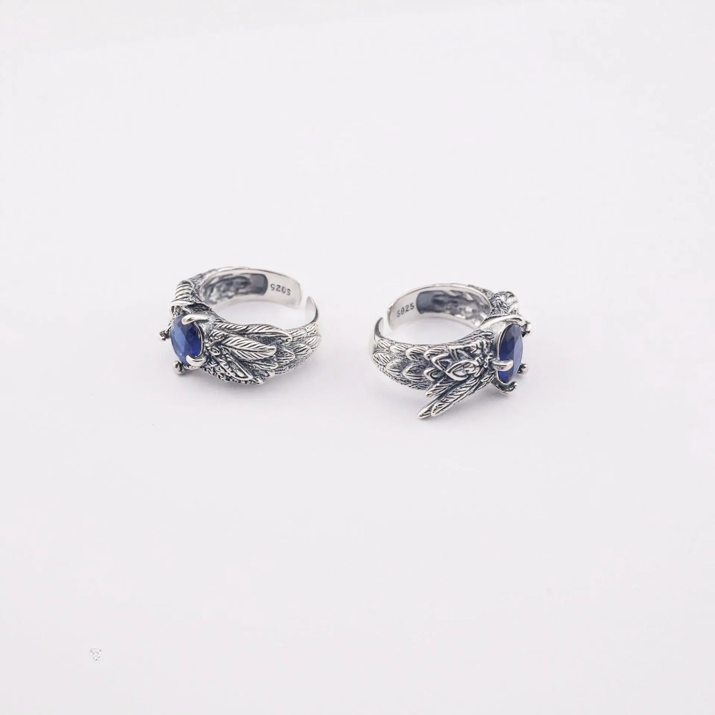 Retro feather sapphire open ring - Blade & Thread