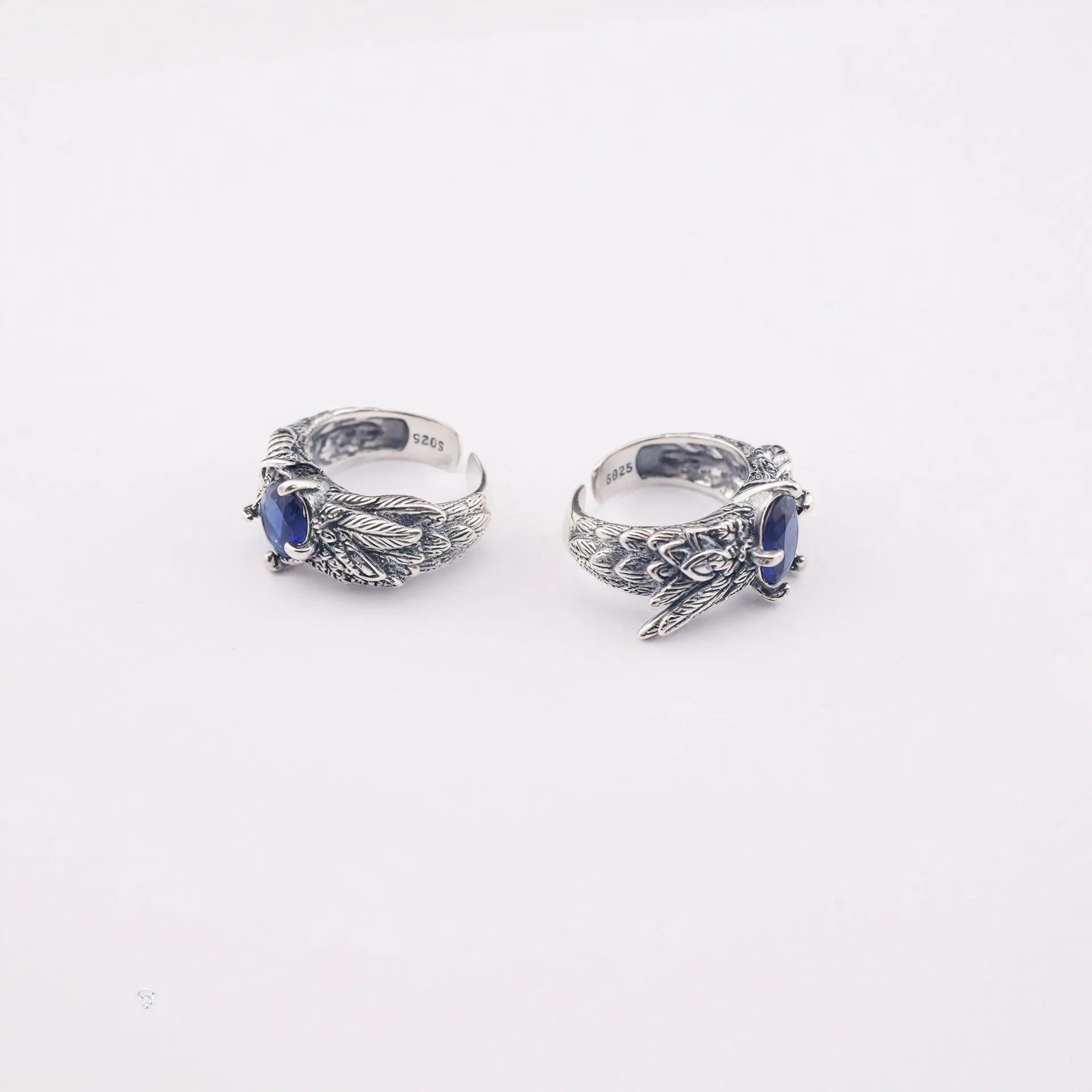 Retro feather sapphire open ring - Blade & Thread