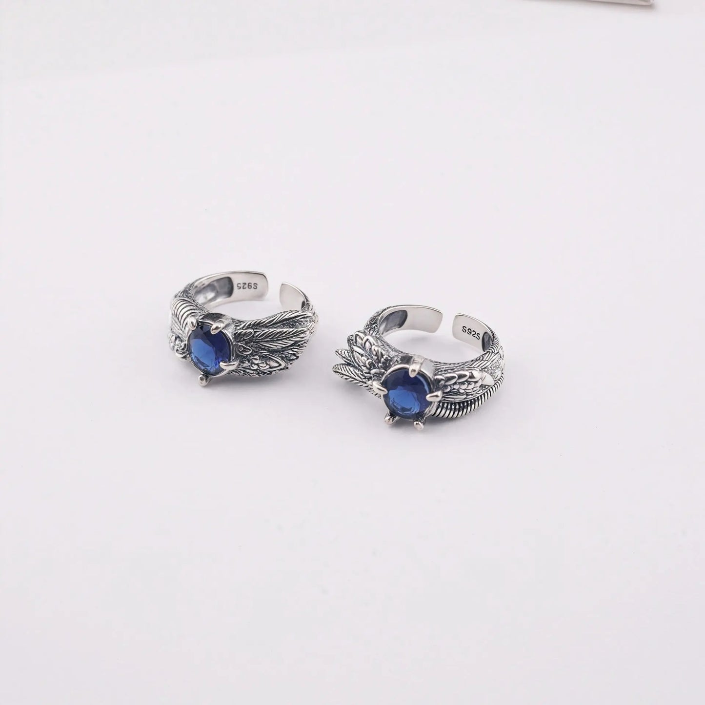 Retro feather sapphire open ring - Blade & Thread