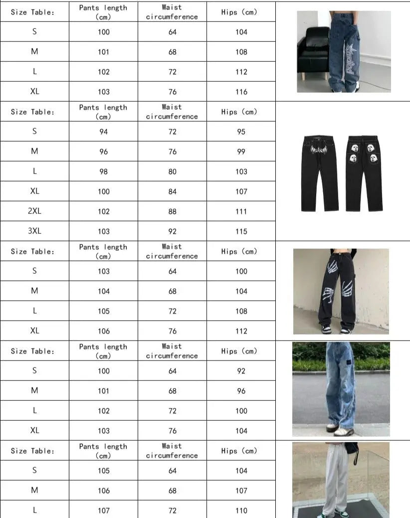 retro hip-hop letter embroidery jeans loose straight-leg pants wide-leg pants for men and women couples - Blade & Thread