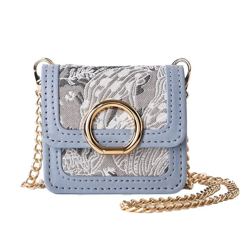 Retro Jacquard Mini Headphone Bag-Blue - Blade & Thread