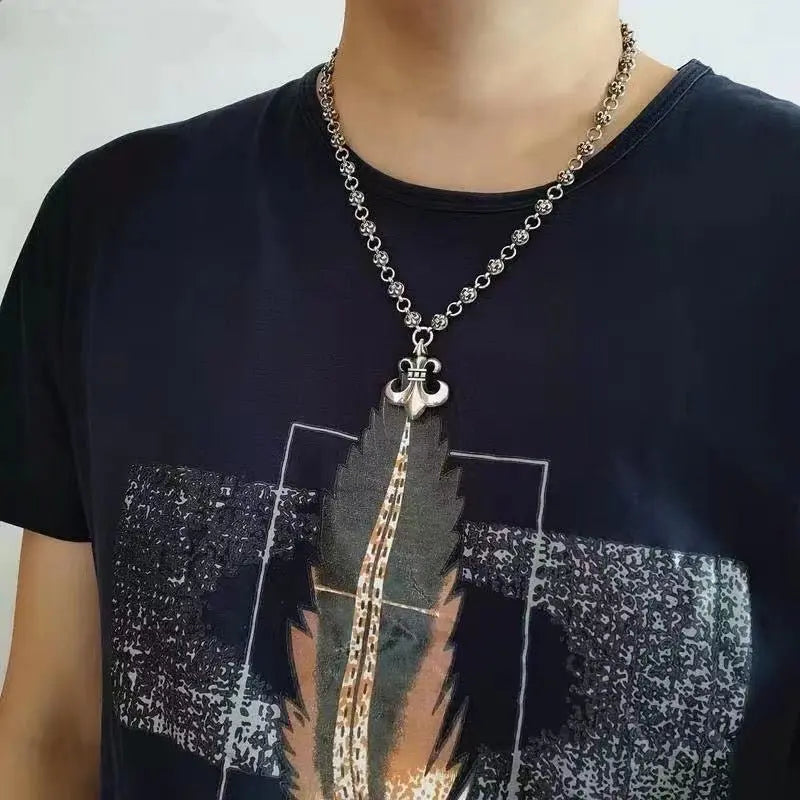 Retro personalized anchor scout flower pendant cross chain necklace - Blade & Thread