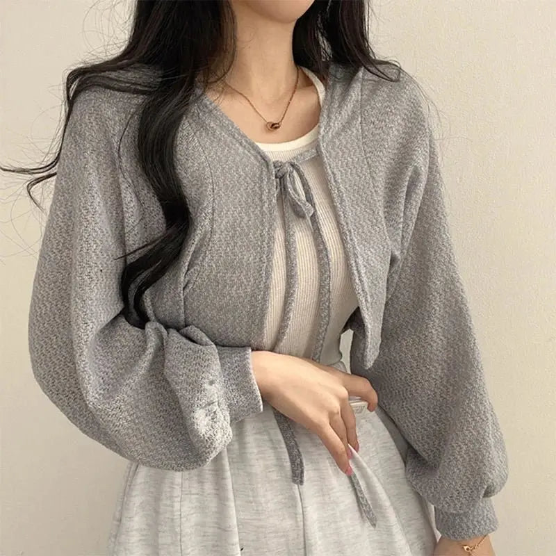 Retro Short Knitted Smock Tie Lantern Sleeve Short - Blade & Thread