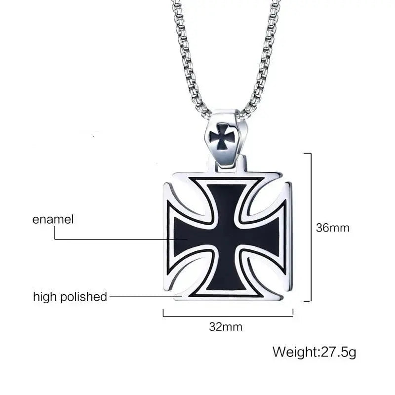 Retro Templar Cross Pendant Necklace - Blade & Thread