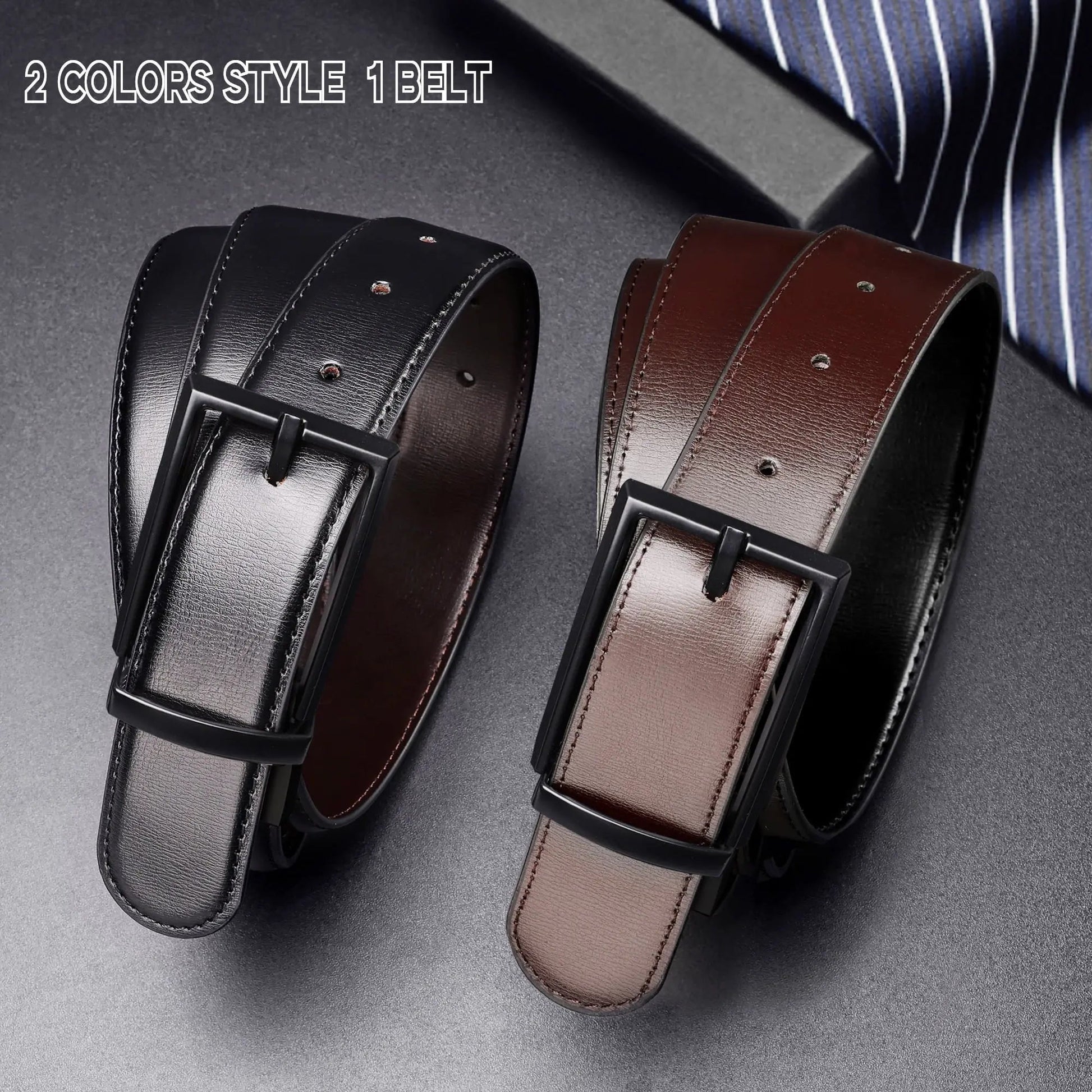 Reversible Mens Belt Black and Brown, Mens Dress Casual Belt, Thick Leather Belt - Blade & Thread