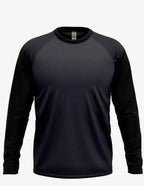 Men's Raglan RG3000 by SpectraUSA in red and navy, showing front and back view of the athletic baseball-style shirt.