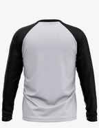 Men's Raglan RG3000 jersey by SpectraUSA in white and black, showing the back view with contrasting sleeve colors.