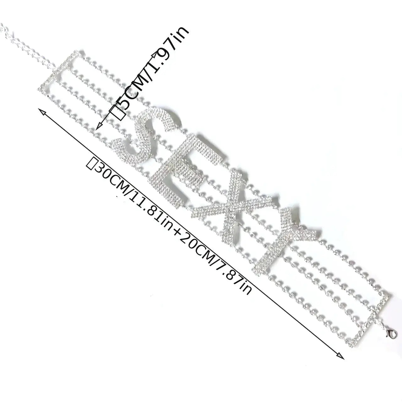 Rhinestone Collar Choker Personality English Letter SEXY Neckchain - Blade & Thread