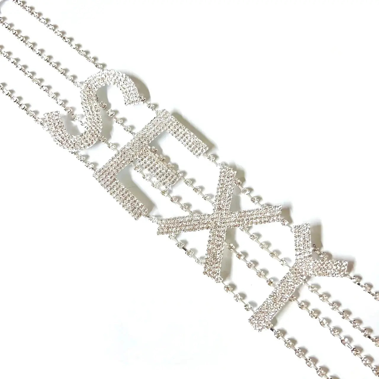 Rhinestone Collar Choker Personality English Letter SEXY Neckchain - Blade & Thread