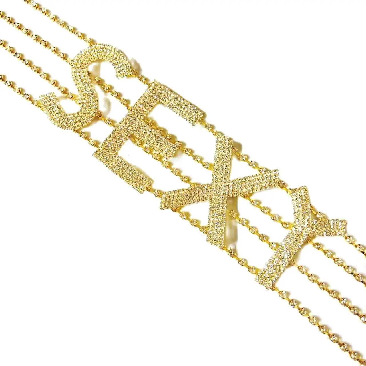 Rhinestone Collar Choker Personality English Letter SEXY Neckchain - Blade & Thread