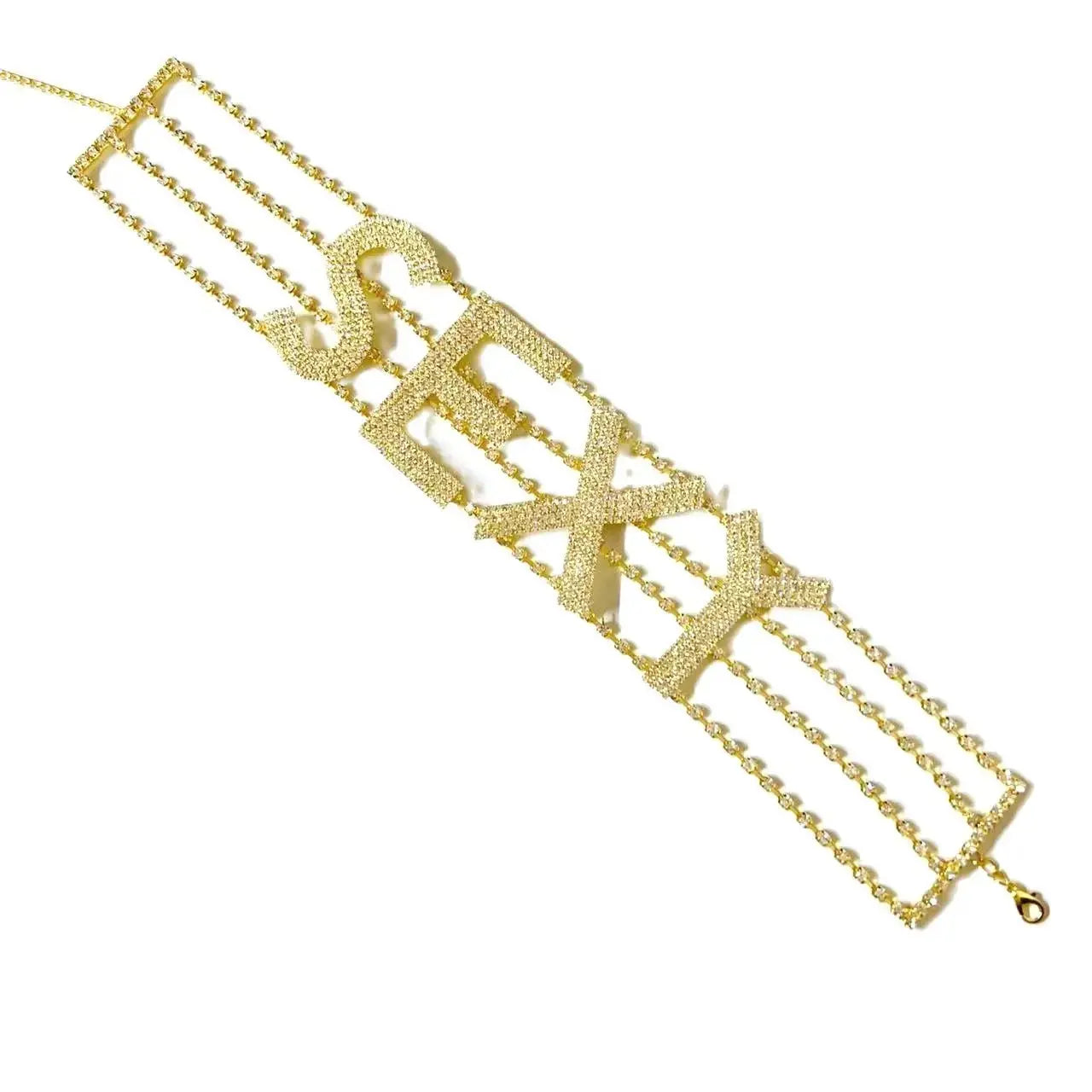 Rhinestone Collar Choker Personality English Letter SEXY Neckchain - Blade & Thread