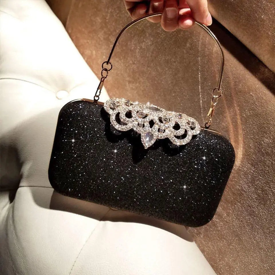 Rhinestone Evening Bags Wedding Diamonds Handbags Black Chic Bag With Handle - Blade & Thread