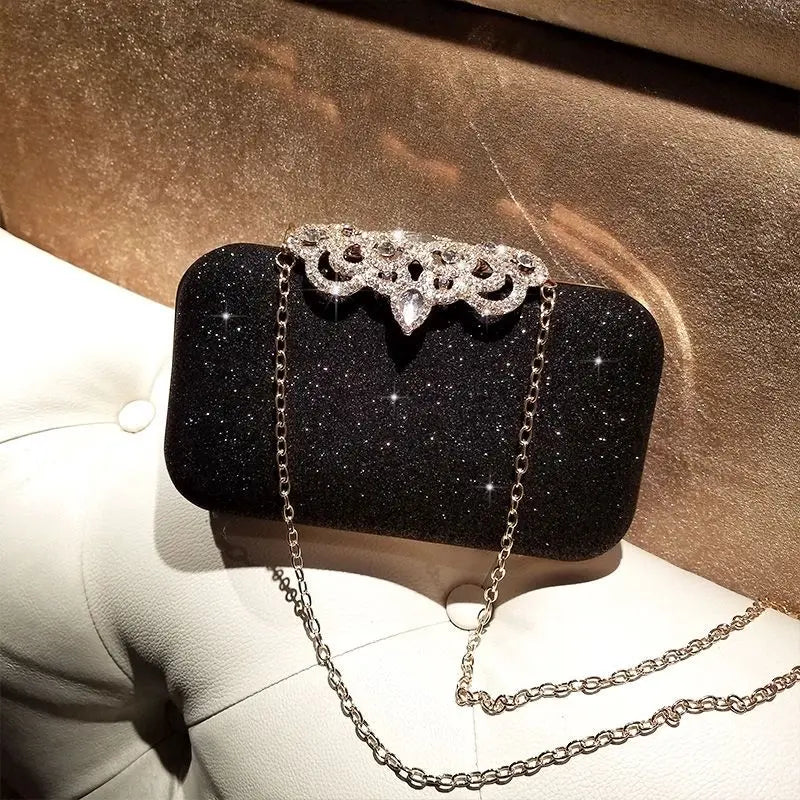 Rhinestone Evening Bags Wedding Diamonds Handbags Black Chic Bag With Handle - Blade & Thread