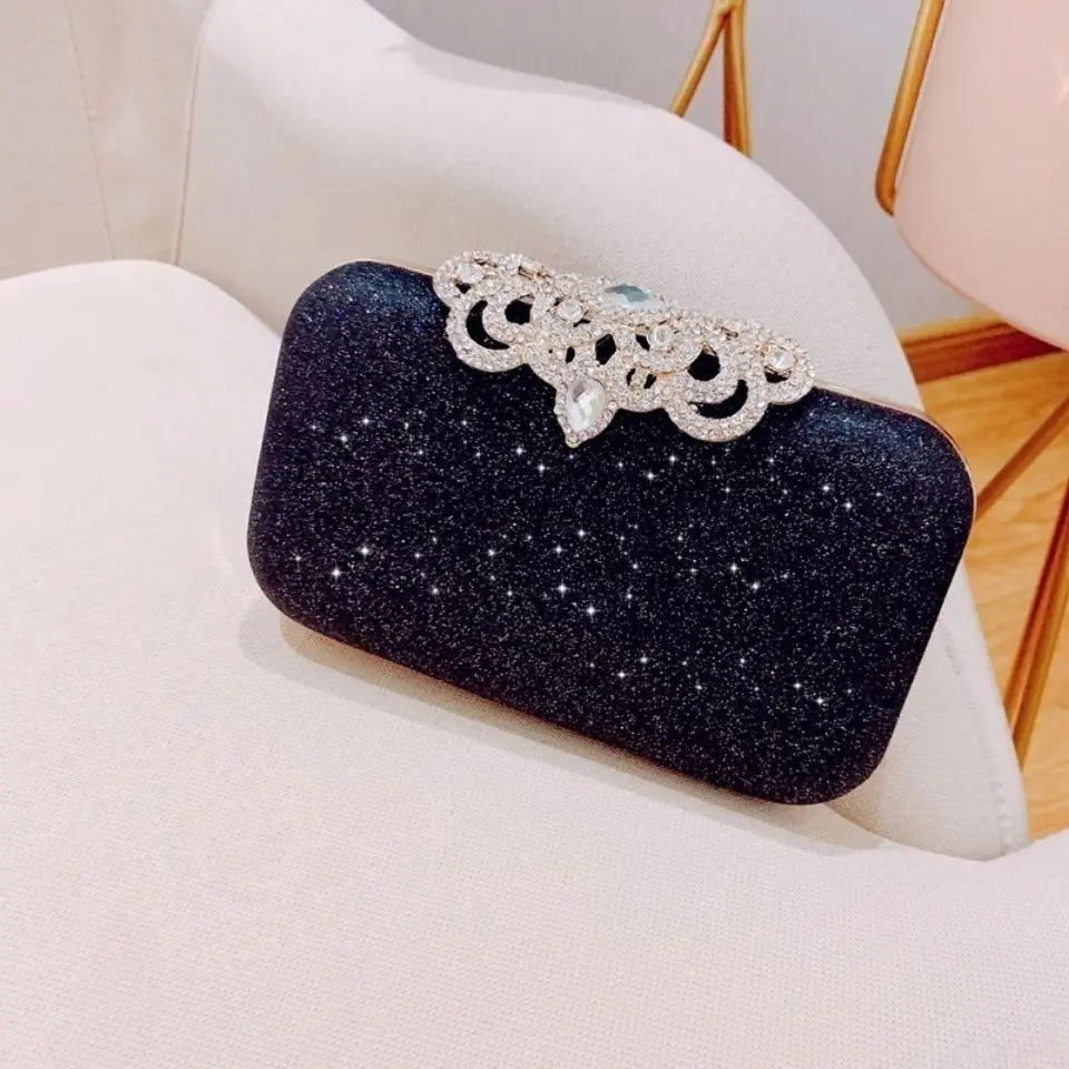 Rhinestone Evening Bags Wedding Diamonds Handbags Black Chic Bag With Handle - Blade & Thread