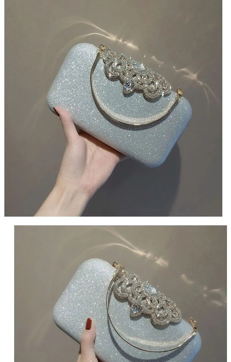 Rhinestone Evening Bags Wedding Diamonds Handbags Black Chic Bag With Handle - Blade & Thread