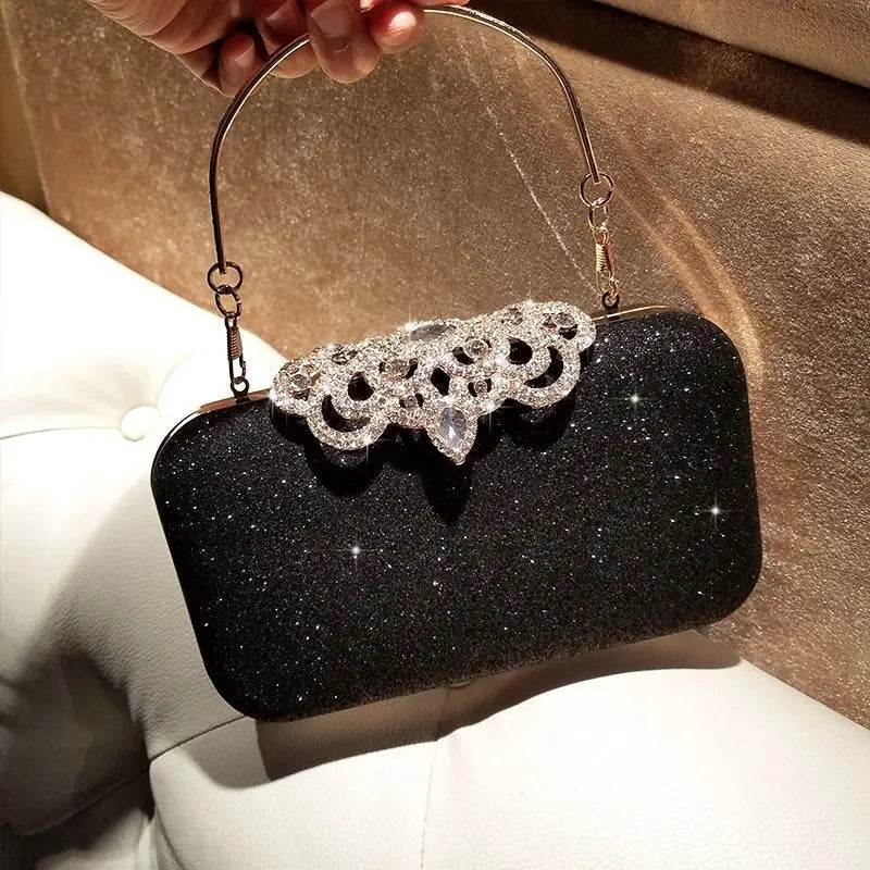 Rhinestone Evening Bags Wedding Diamonds Handbags Black Chic Bag With Handle - Blade & Thread