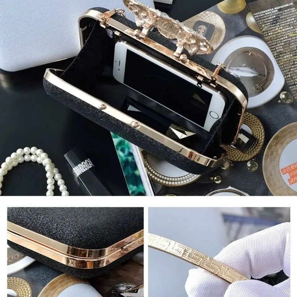 Rhinestone Evening Bags Wedding Diamonds Handbags Black Chic Bag With Handle - Blade & Thread
