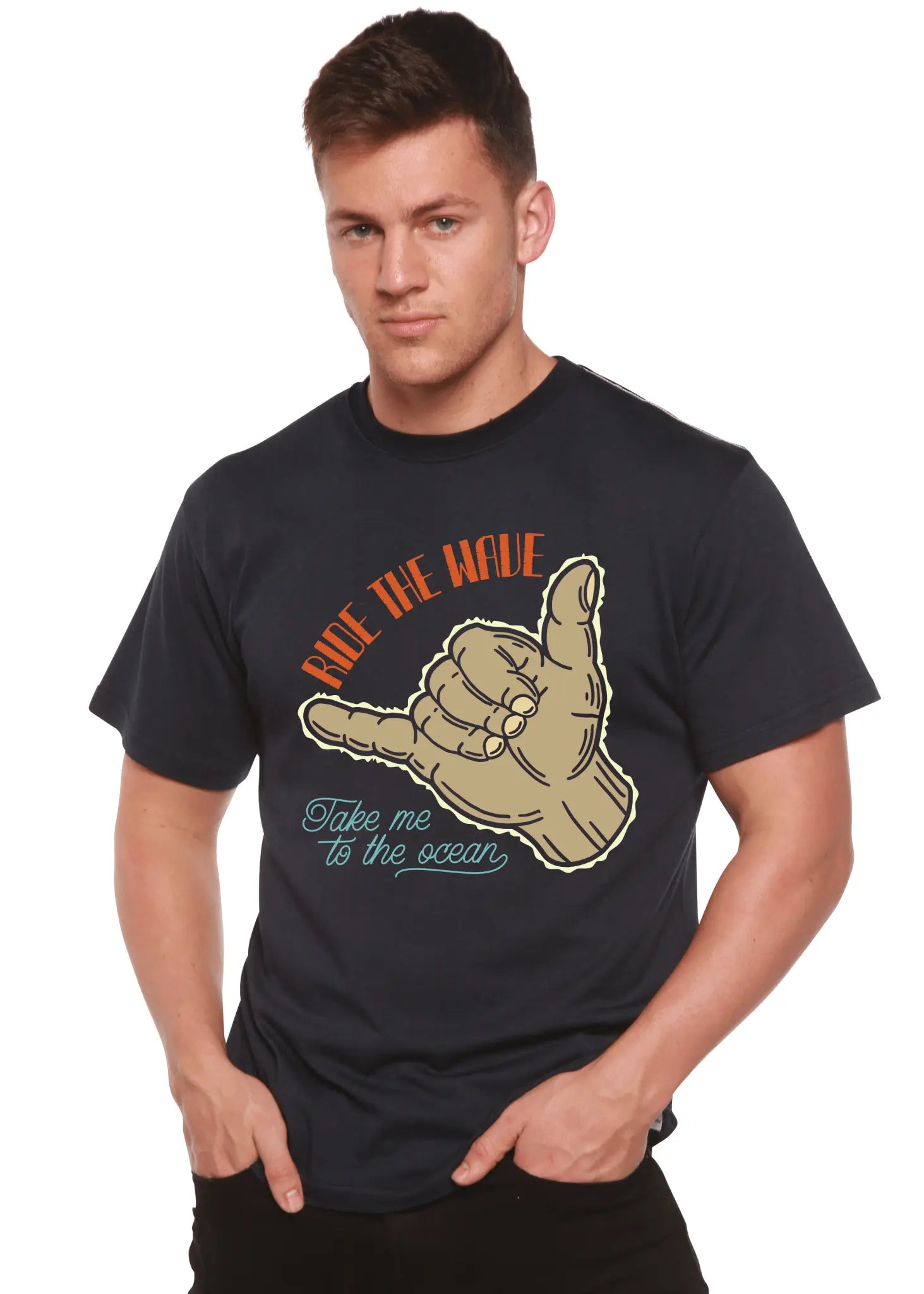 Ride The Wave Men's Bamboo Viscose/Organic Cotton Short Sleeve Graphic T-Shirt - Blade & Thread