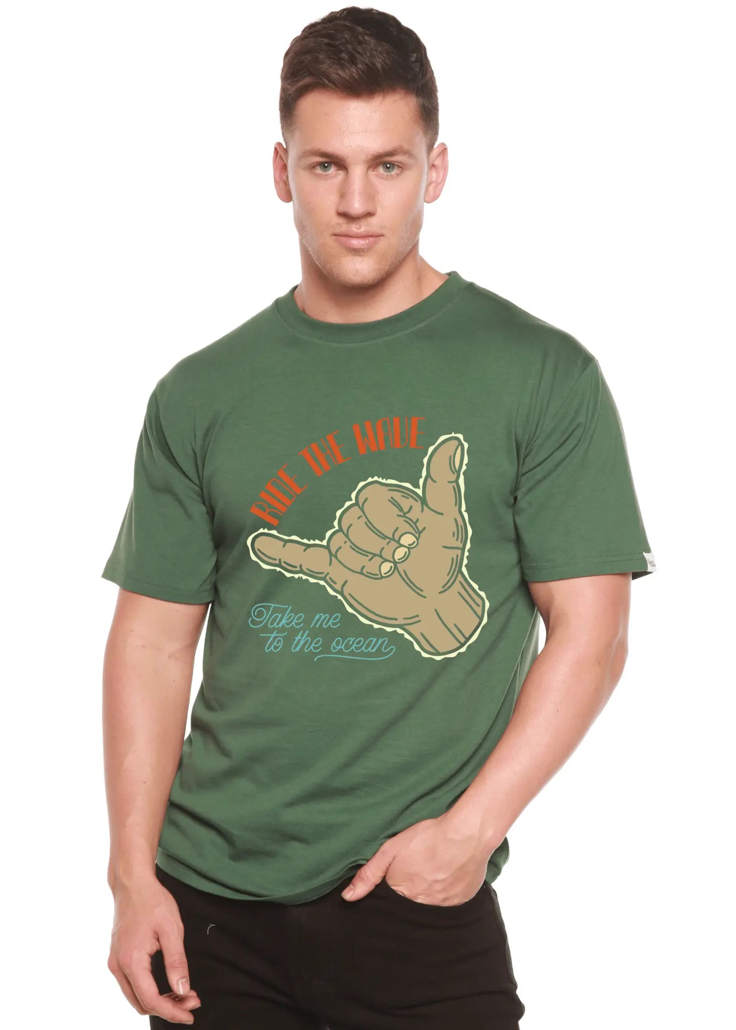 Ride The Wave Men's Bamboo Viscose/Organic Cotton Short Sleeve Graphic T-Shirt - Blade & Thread