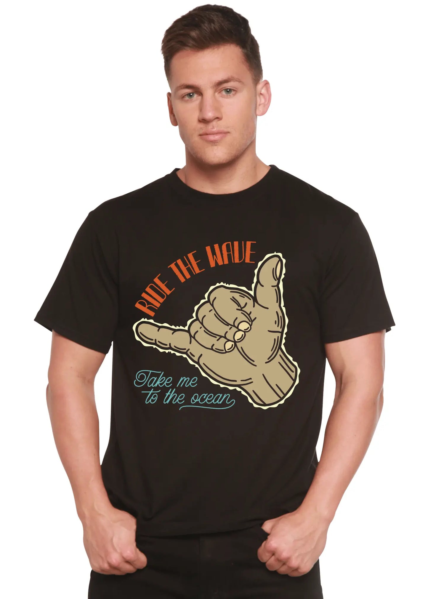 Ride The Wave Men's Bamboo Viscose/Organic Cotton Short Sleeve Graphic T-Shirt - Blade & Thread