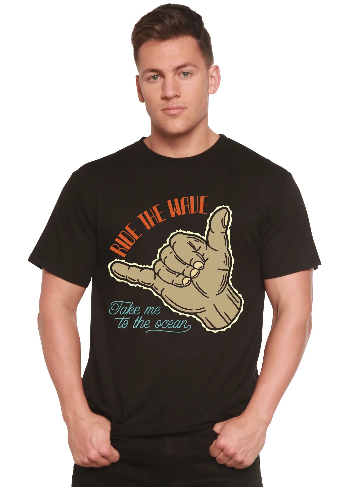 Ride The Wave Men's Bamboo Viscose/Organic Cotton Short Sleeve Graphic T-Shirt - Blade & Thread