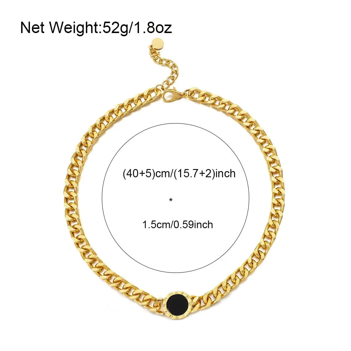 Roman Numerals Black Round Necklace Gold Silver Color Thick Statement Necklaces - Blade & Thread