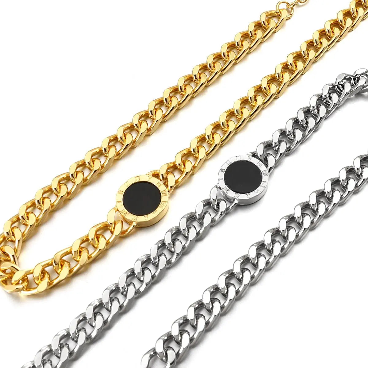 Roman Numerals Black Round Necklace Gold Silver Color Thick Statement Necklaces - Blade & Thread