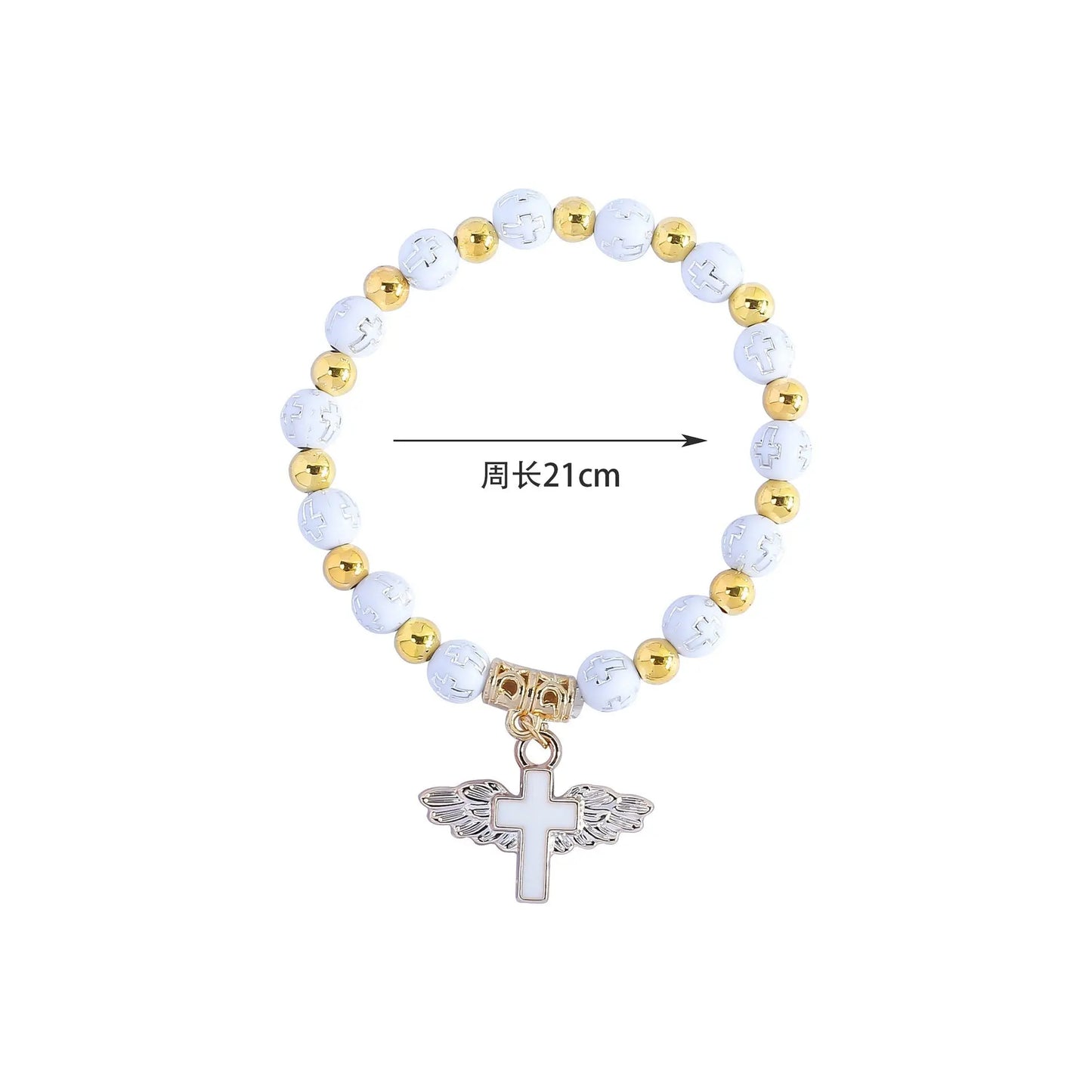 rosary bracelet acrylic cross angel hand jewelry - Blade & Thread